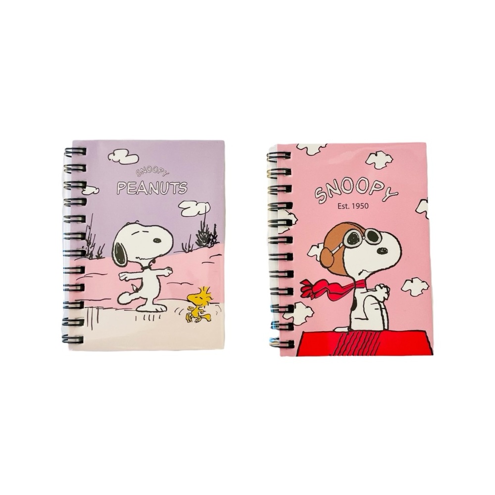 Snoopy Mini Spiral Notebook Memo Notepad Peanuts Beagle Lined Sheets Lot of 2